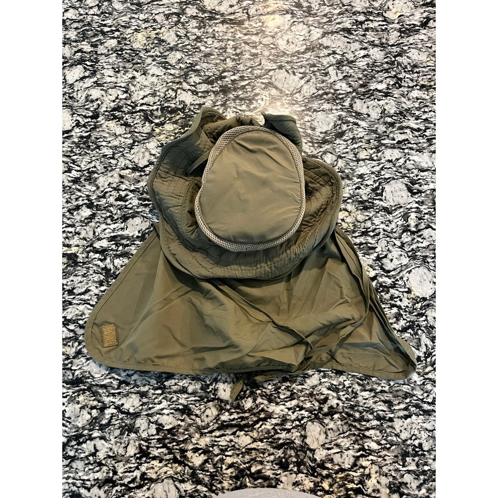 DPC Dorfman Pacific Co Olive Green Solar Sun Hat with Neck Flap Mesh Vent OSFM